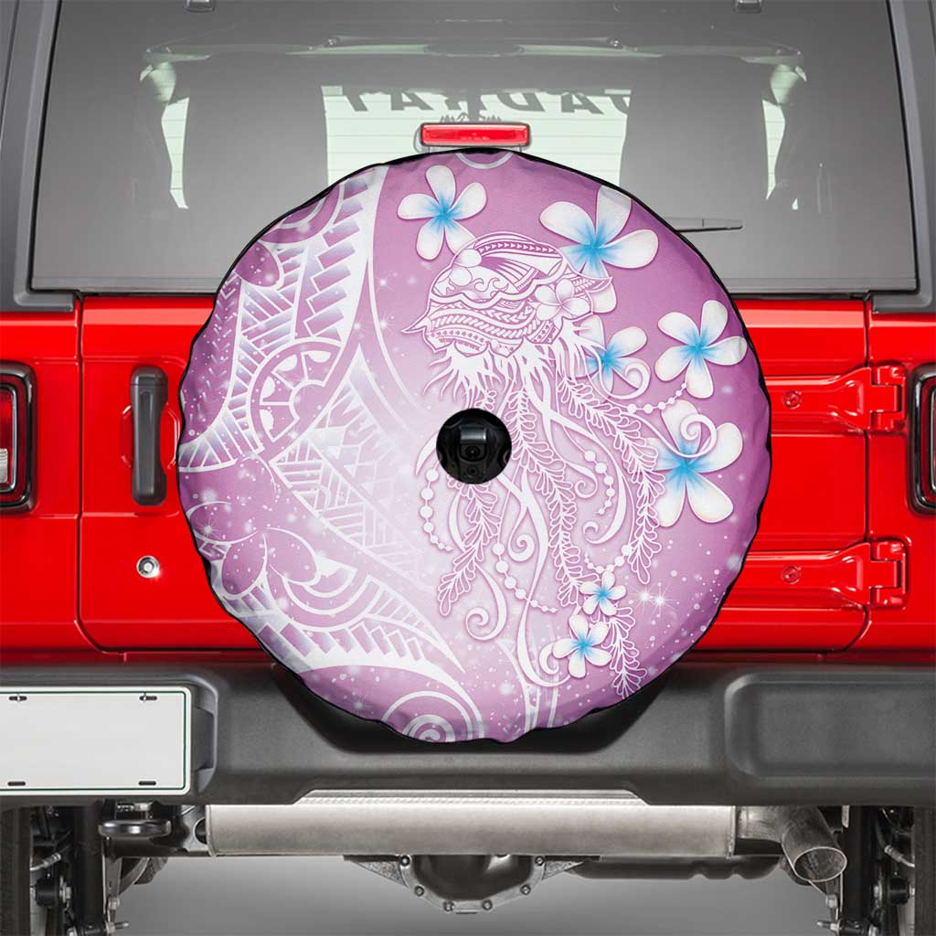 Polynesian Jellyfish Spare Tire Cover With Plumeria Pink LT05 - Polynesian Pride