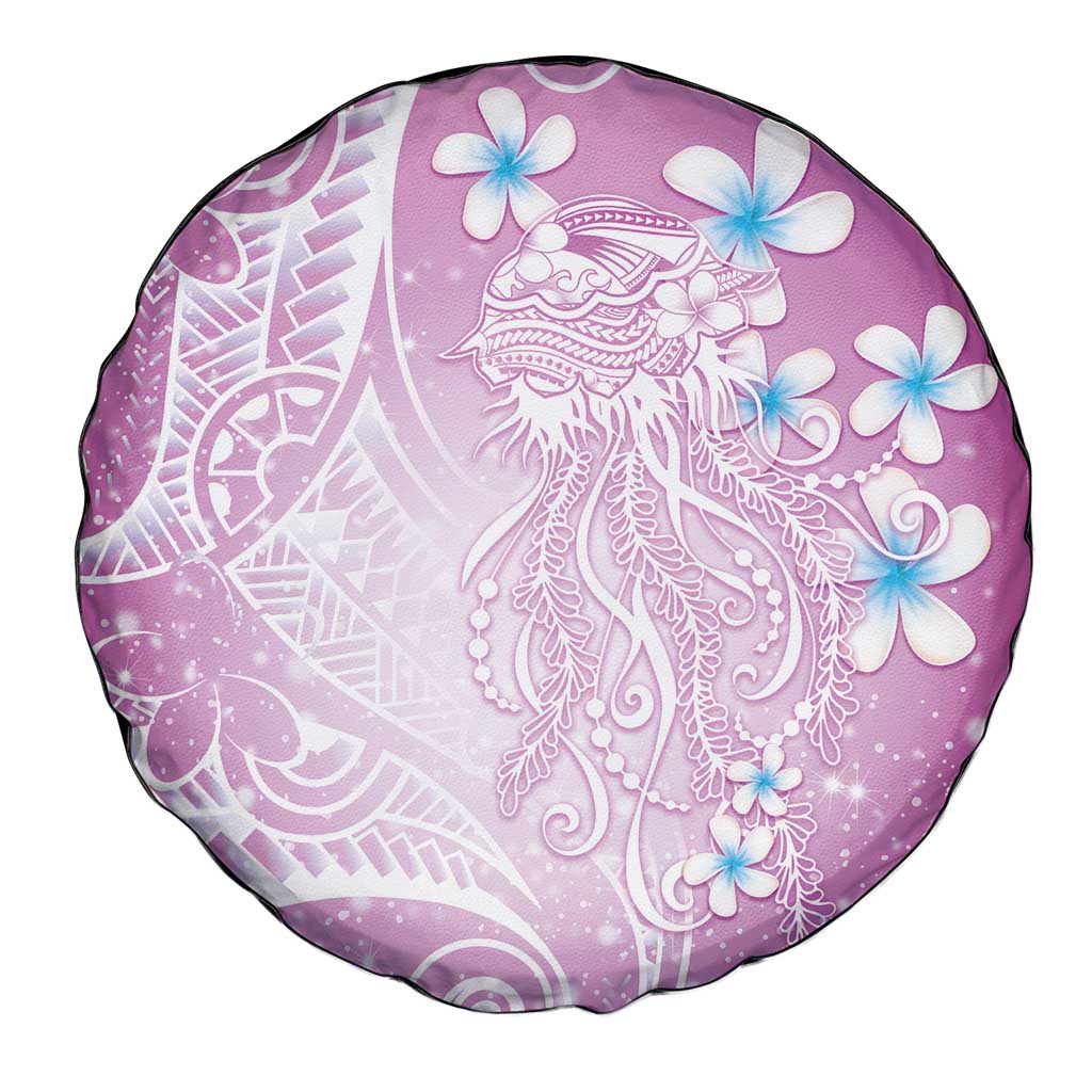 Polynesian Jellyfish Spare Tire Cover With Plumeria Pink LT05 - Polynesian Pride