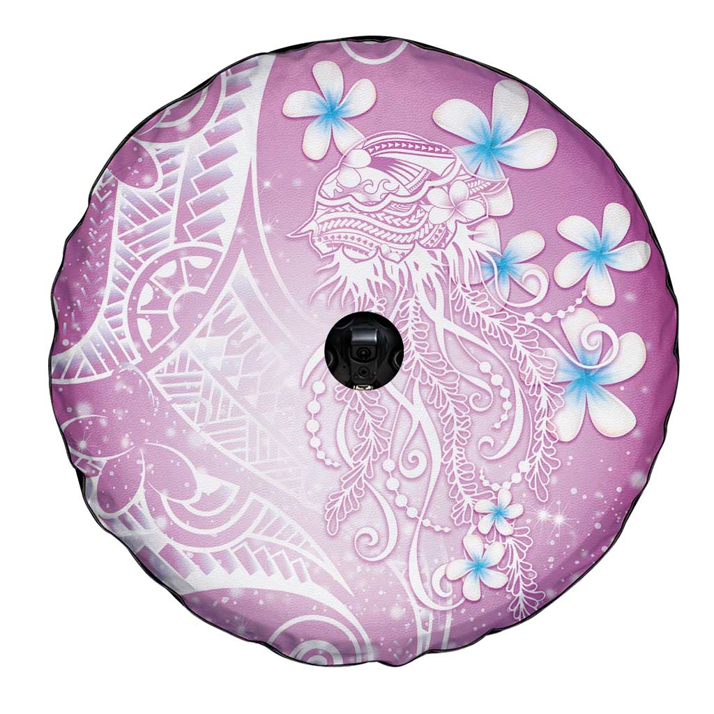 Polynesian Jellyfish Spare Tire Cover With Plumeria Pink LT05 - Polynesian Pride