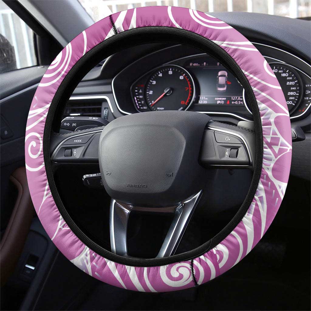 Polynesian Jellyfish Steering Wheel Cover With Plumeria Pink LT05 - Polynesian Pride