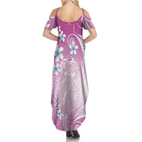 Polynesian Jellyfish Summer Maxi Dress With Plumeria Pink LT05 - Polynesian Pride