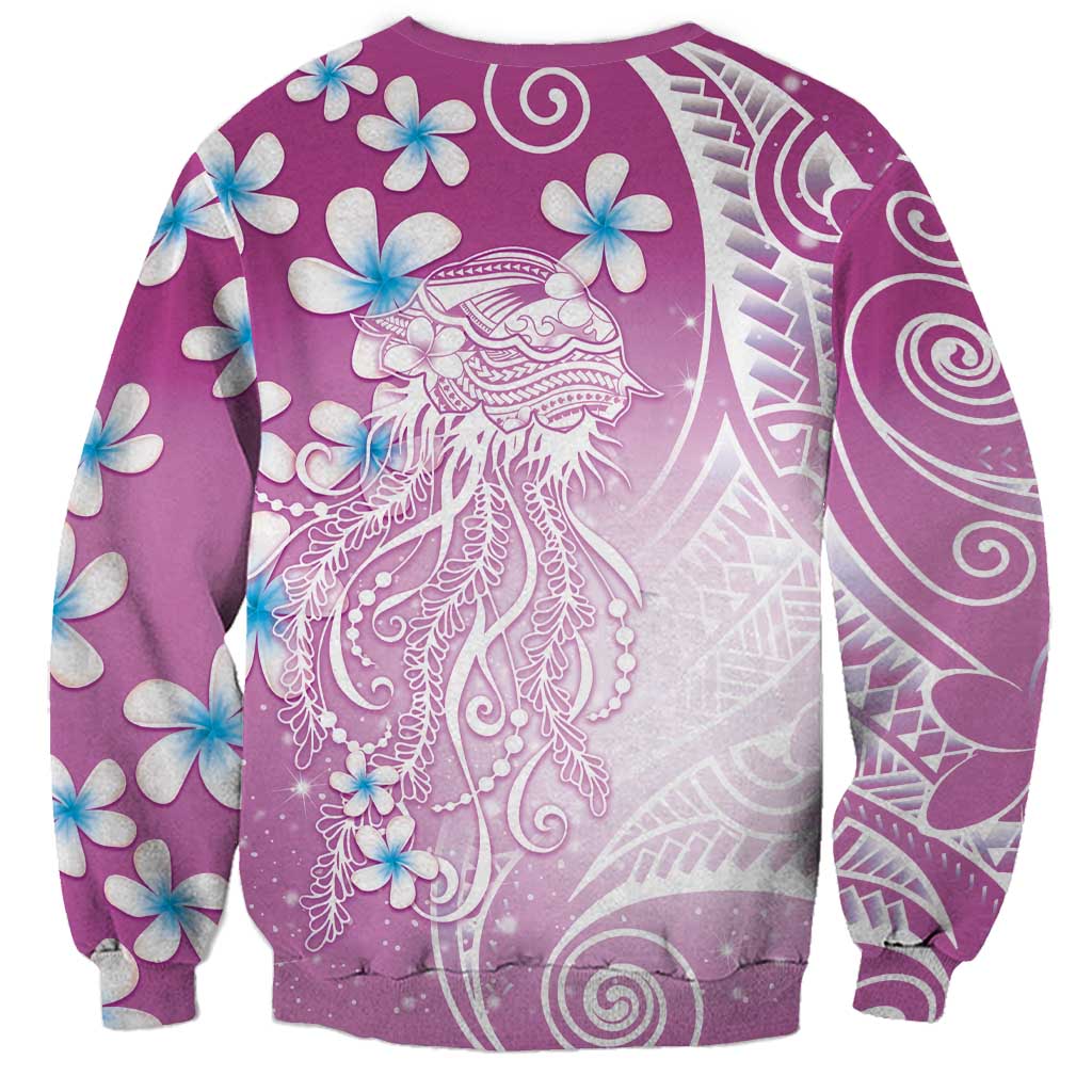 Polynesian Jellyfish Sweatshirt With Plumeria Pink LT05 - Polynesian Pride