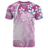 Polynesian Jellyfish T Shirt With Plumeria Pink LT05 Pink - Polynesian Pride