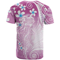 Polynesian Jellyfish T Shirt With Plumeria Pink LT05 - Polynesian Pride
