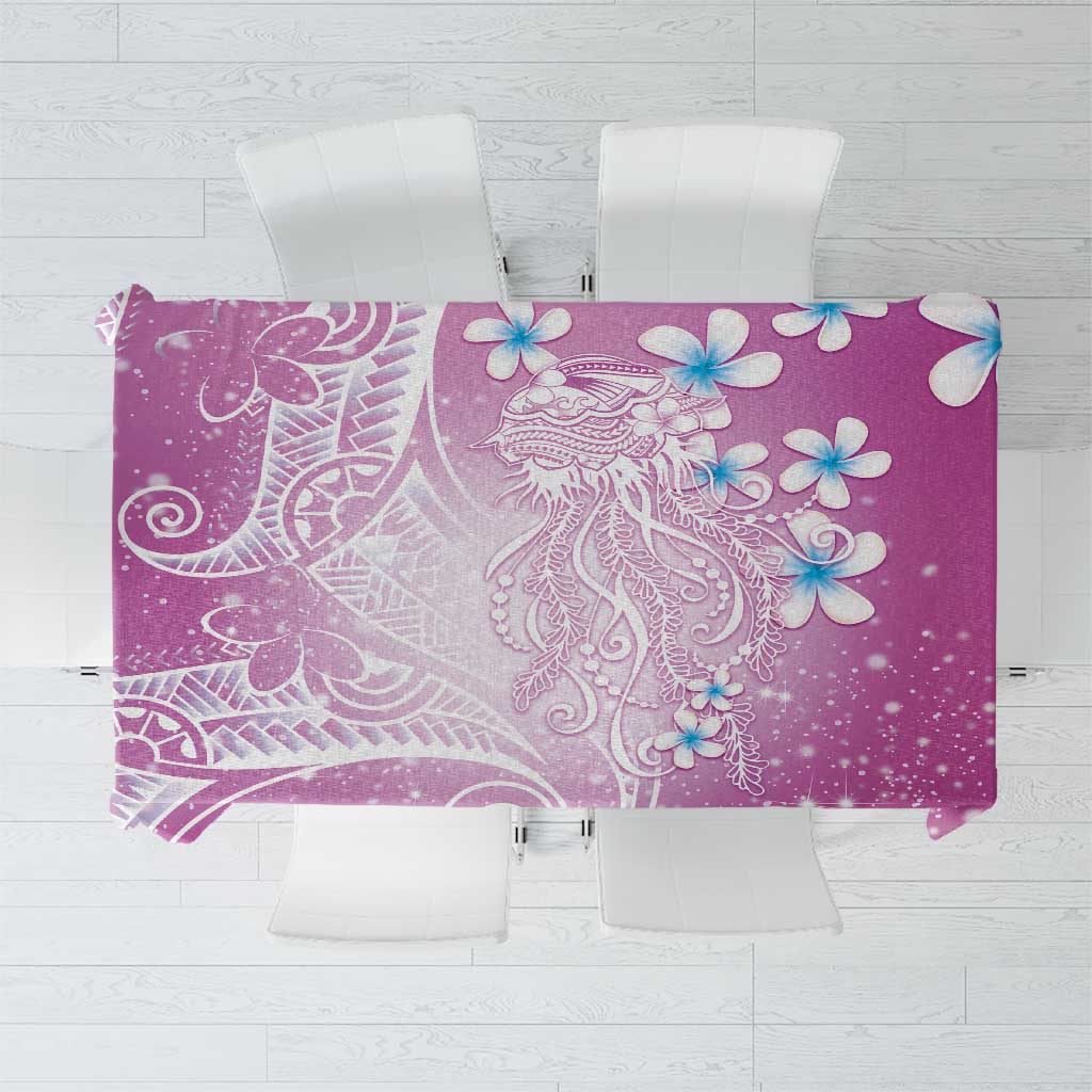 Polynesian Jellyfish Tablecloth With Plumeria Pink LT05 Pink - Polynesian Pride