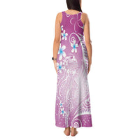 Polynesian Jellyfish Tank Maxi Dress With Plumeria Pink LT05 - Polynesian Pride