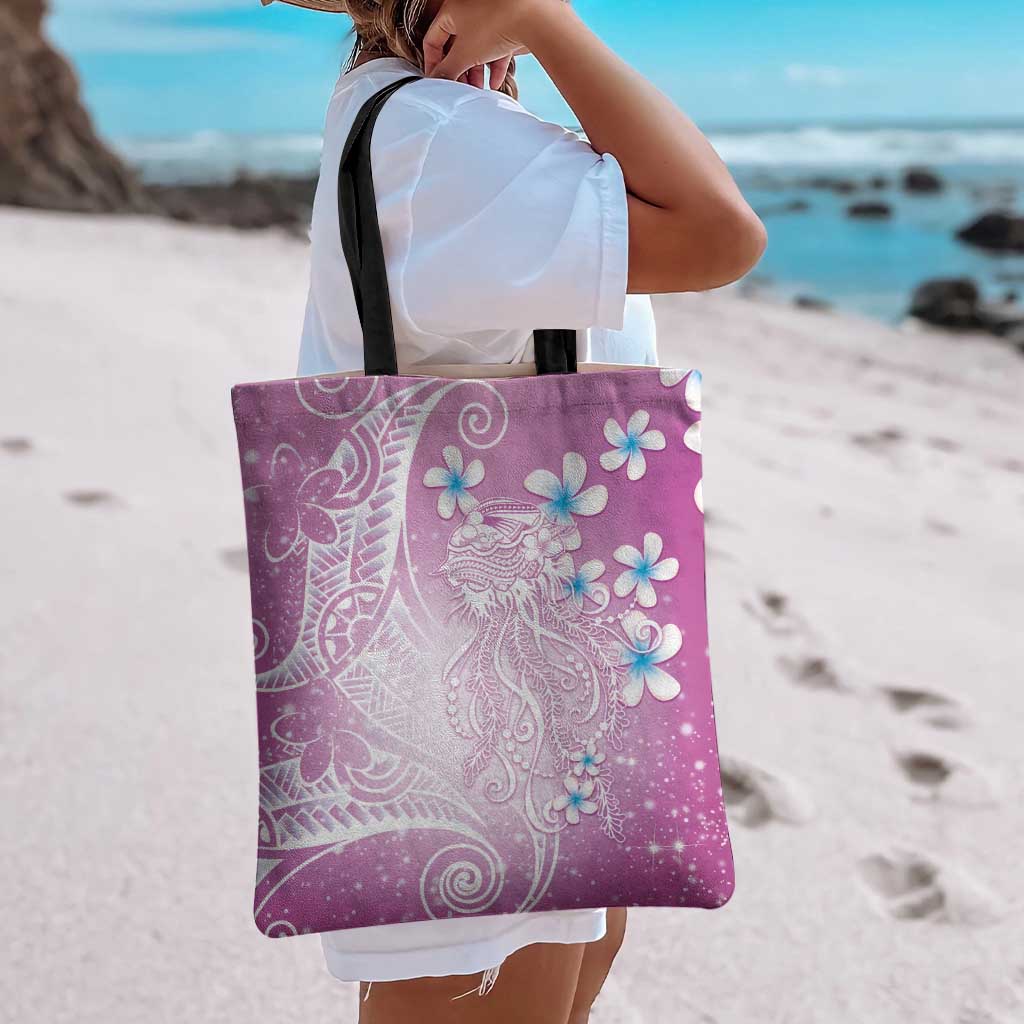 Polynesian Jellyfish Tote Bag With Plumeria Pink LT05 - Polynesian Pride