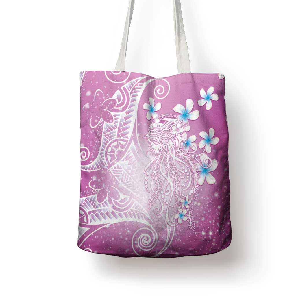 Polynesian Jellyfish Tote Bag With Plumeria Pink LT05 - Polynesian Pride