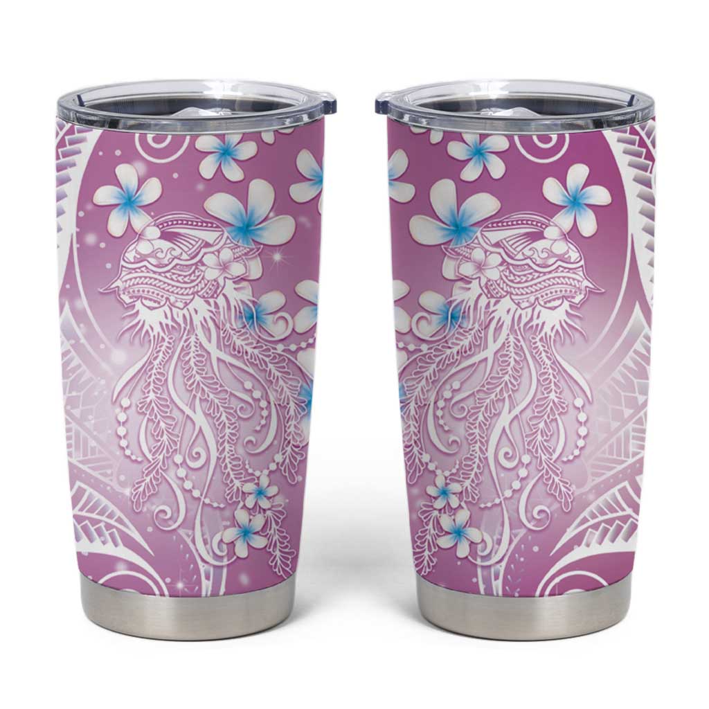 Polynesian Jellyfish Tumbler Cup With Plumeria Pink LT05 Pink - Polynesian Pride