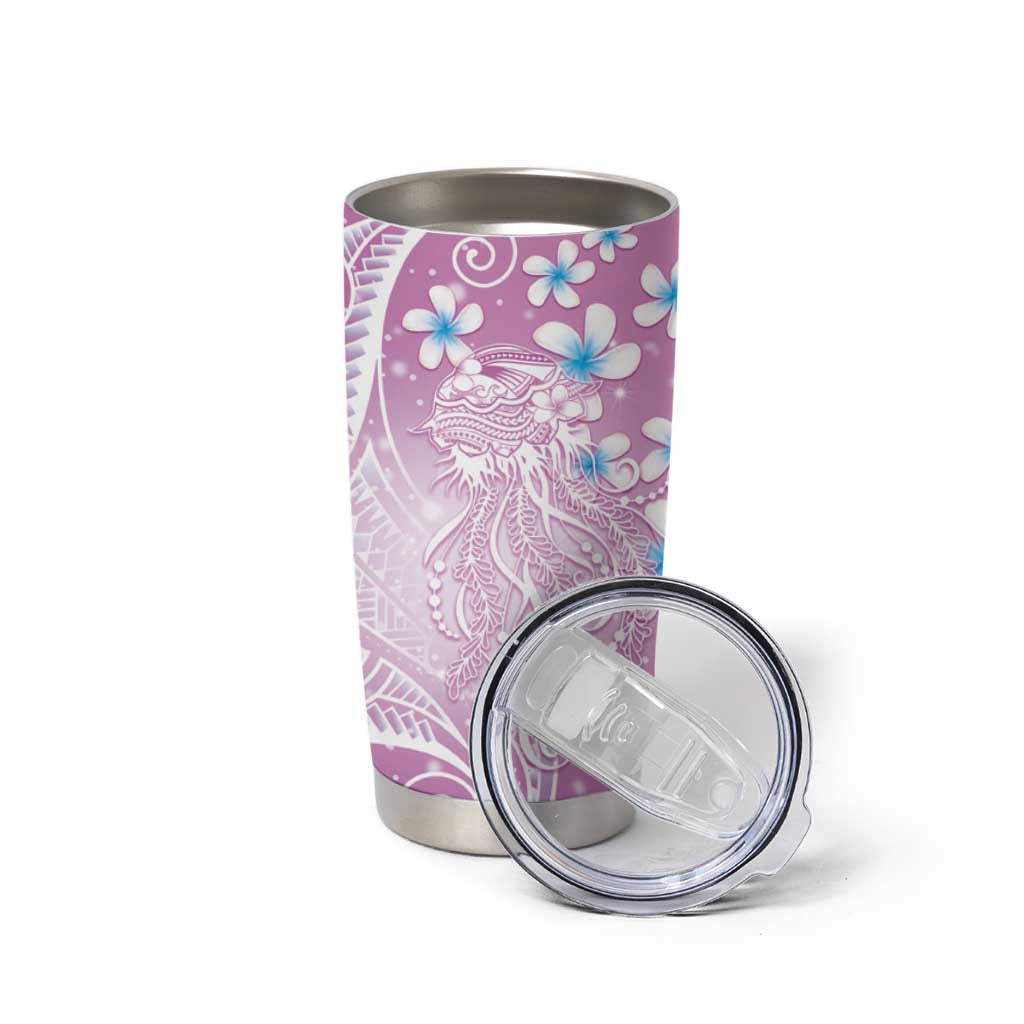 Polynesian Jellyfish Tumbler Cup With Plumeria Pink LT05 - Polynesian Pride