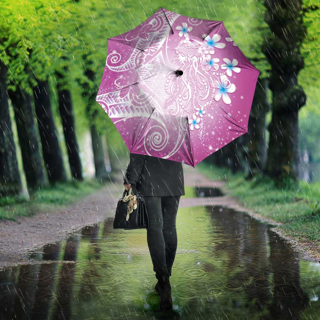 Polynesian Jellyfish Umbrella With Plumeria Pink LT05 - Polynesian Pride