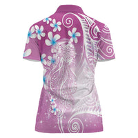 Polynesian Jellyfish Women Polo Shirt With Plumeria Pink LT05 - Polynesian Pride