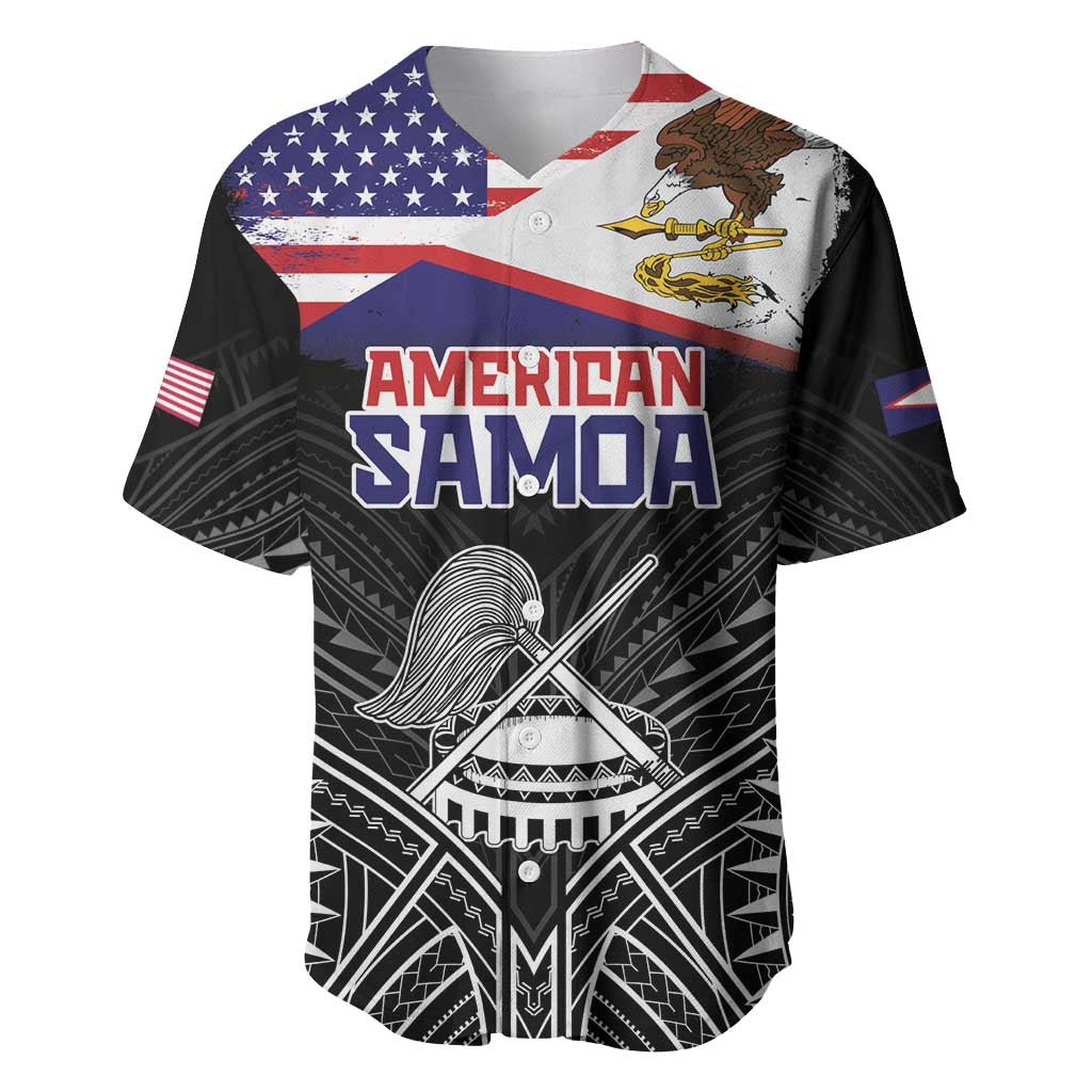 American Samoa Flag Day Baseball Jersey Bald Eagle With Polynesian Pattern