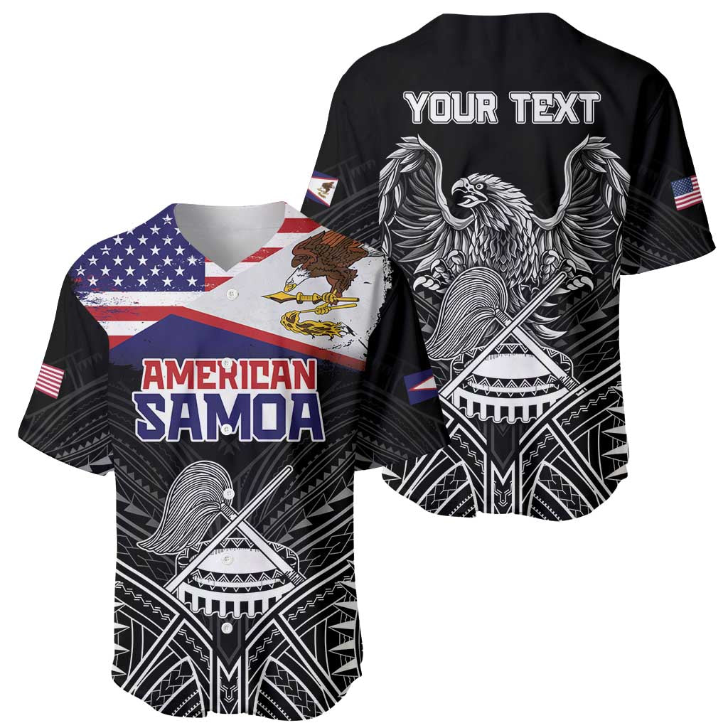 American Samoa Flag Day Baseball Jersey Bald Eagle With Polynesian Pattern