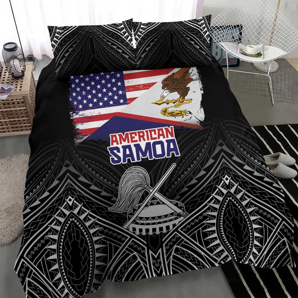 American Samoa Flag Day Bedding Set Bald Eagle With Polynesian Pattern