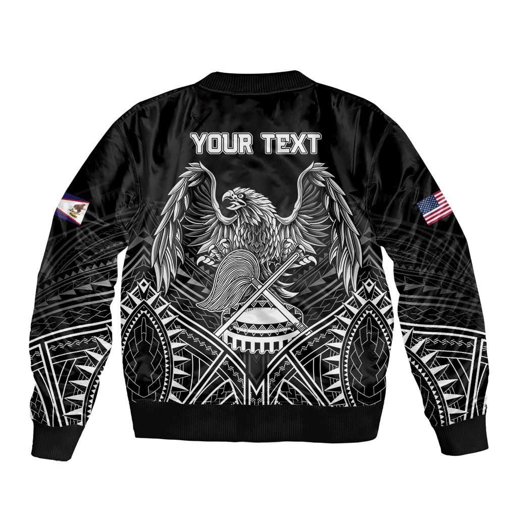 American Samoa Flag Day Bomber Jacket Bald Eagle With Polynesian Pattern