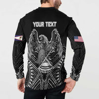 American Samoa Flag Day Button Sweatshirt Bald Eagle With Polynesian Pattern