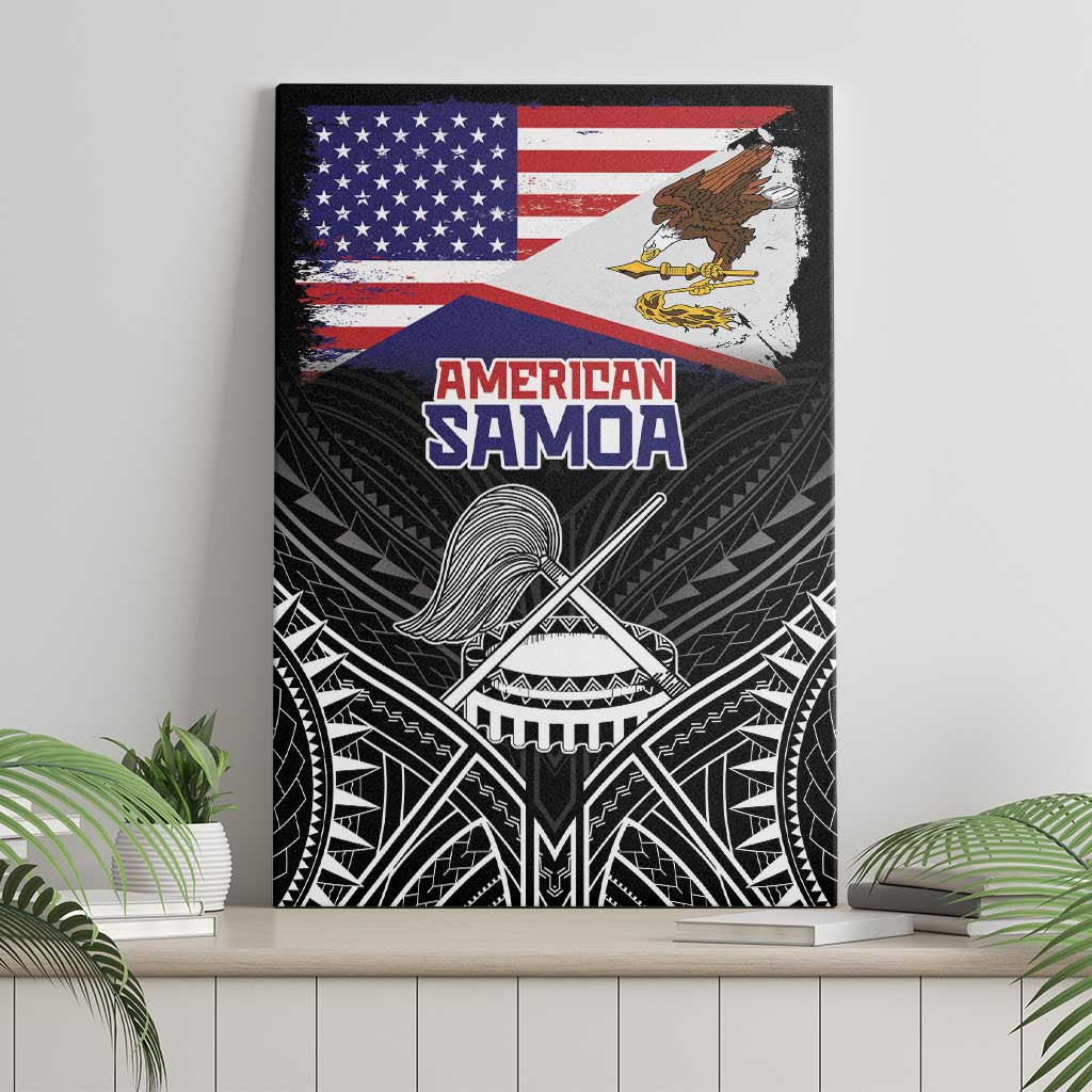 American Samoa Flag Day Canvas Wall Art Bald Eagle With Polynesian Pattern