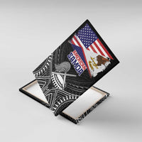 American Samoa Flag Day Canvas Wall Art Bald Eagle With Polynesian Pattern