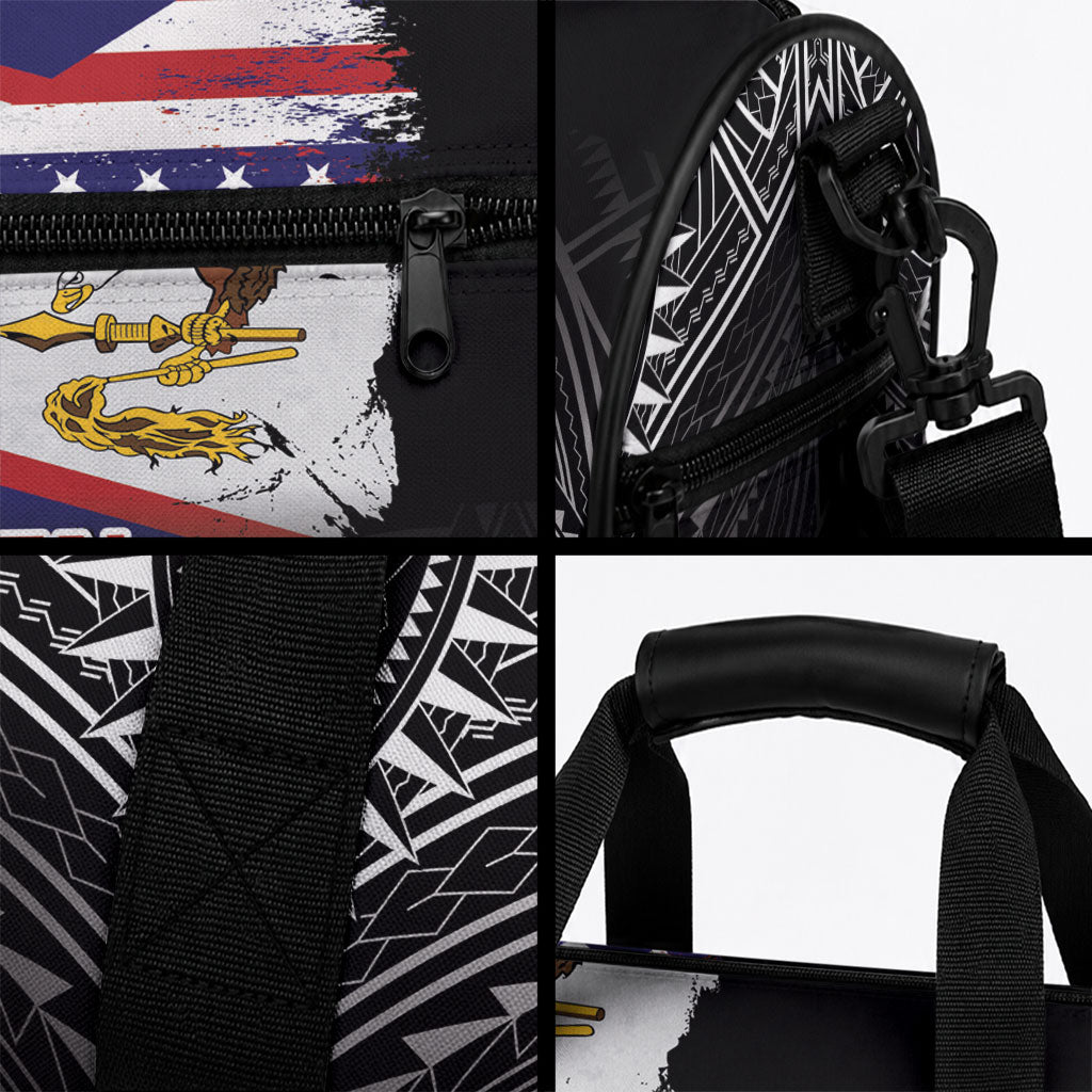 American Samoa Flag Day Duffle Bag Bald Eagle With Polynesian Pattern