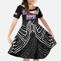 American Samoa Flag Day Family Matching Long Sleeve Bodycon Dress and Hawaiian Shirt Bald Eagle With Polynesian Pattern