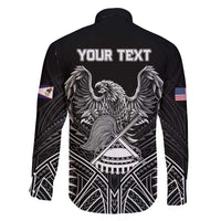 American Samoa Flag Day Family Matching Long Sleeve Bodycon Dress and Hawaiian Shirt Bald Eagle With Polynesian Pattern