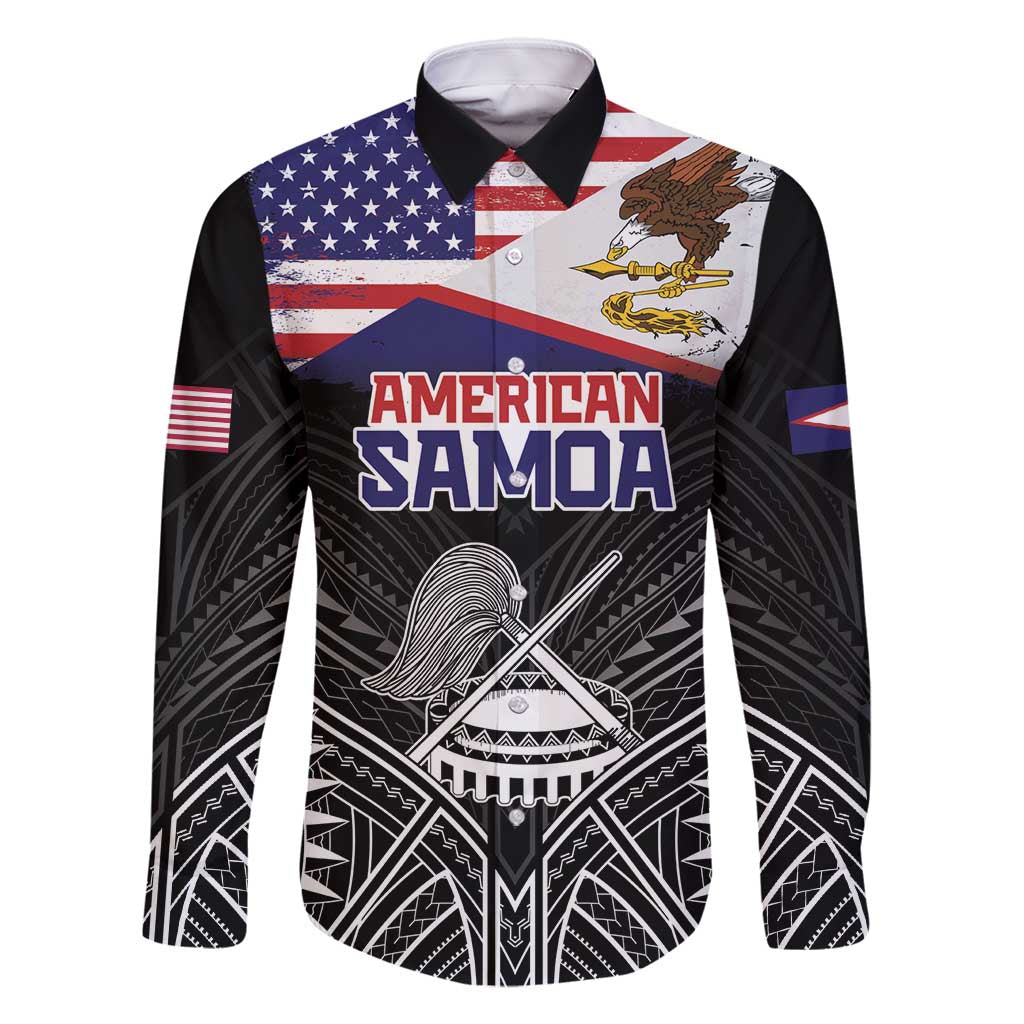 American Samoa Flag Day Family Matching Off Shoulder Maxi Dress and Hawaiian Shirt Bald Eagle With Polynesian Pattern