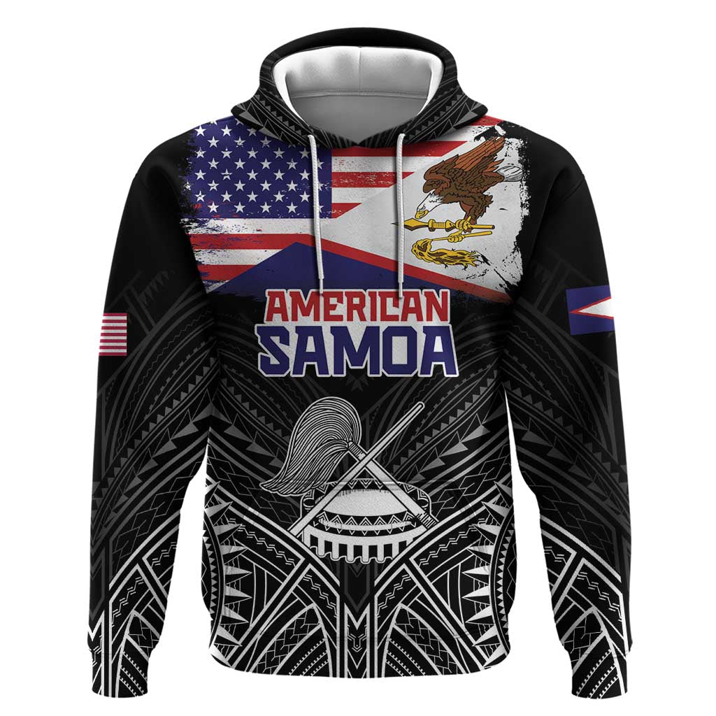 American Samoa Flag Day Hoodie Bald Eagle With Polynesian Pattern