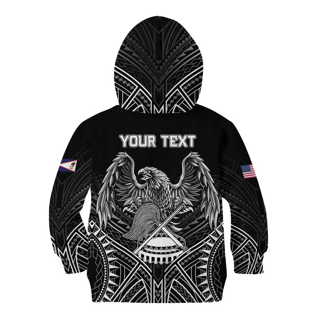 American Samoa Flag Day Kid Hoodie Bald Eagle With Polynesian Pattern