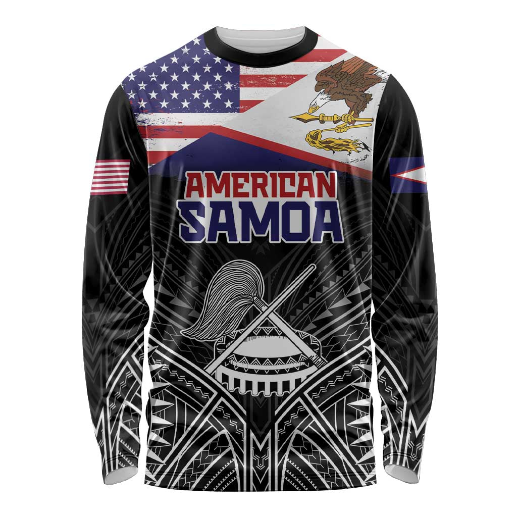 American Samoa Flag Day Long Sleeve Shirt Bald Eagle With Polynesian Pattern
