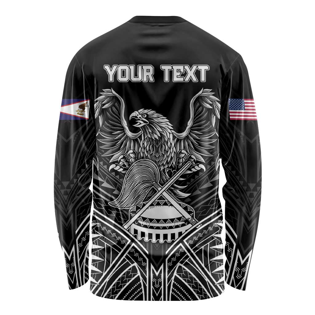 American Samoa Flag Day Long Sleeve Shirt Bald Eagle With Polynesian Pattern