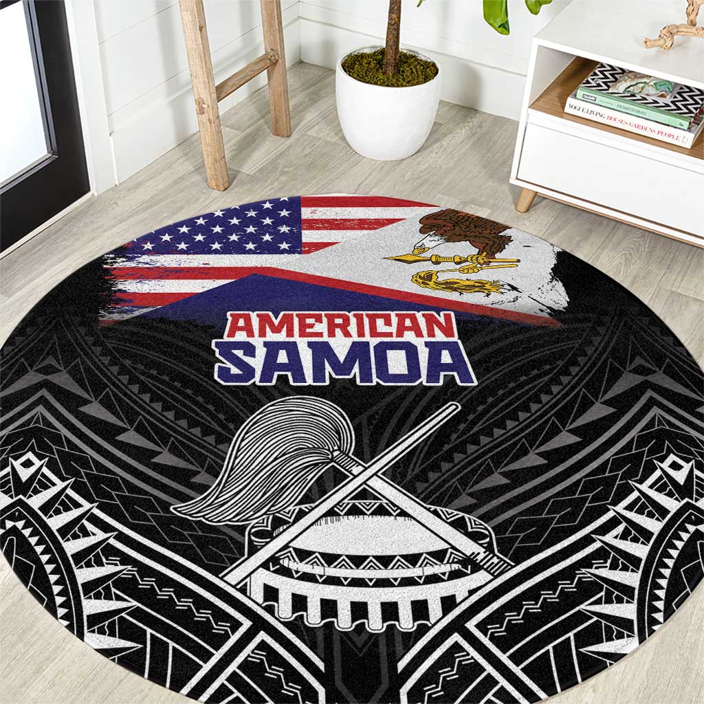 American Samoa Flag Day Round Carpet Bald Eagle With Polynesian Pattern