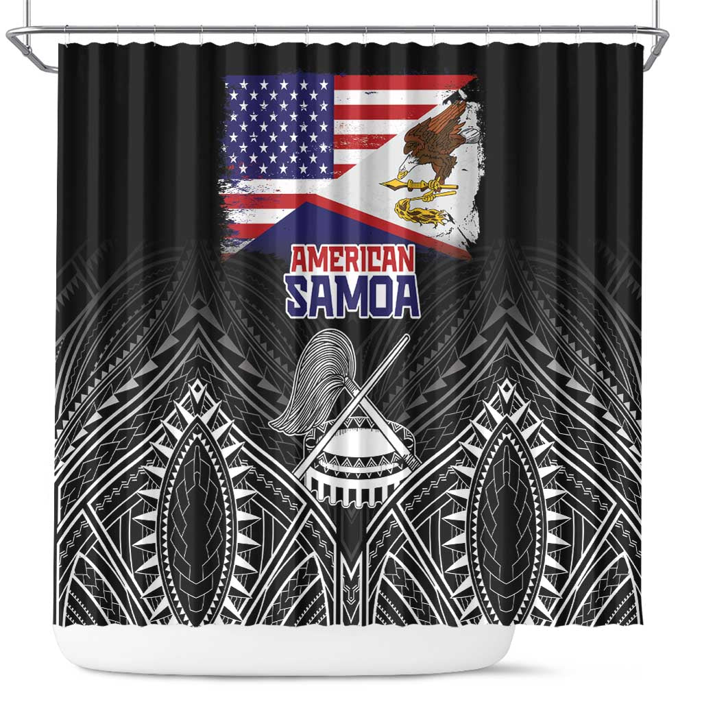 American Samoa Flag Day Shower Curtain Bald Eagle With Polynesian Pattern