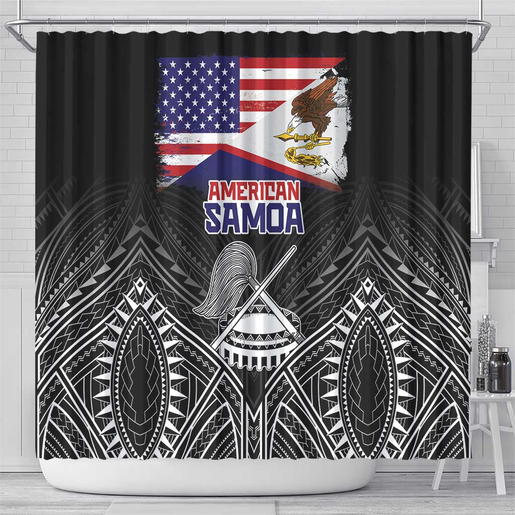 American Samoa Flag Day Shower Curtain Bald Eagle With Polynesian Pattern