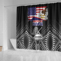 American Samoa Flag Day Shower Curtain Bald Eagle With Polynesian Pattern