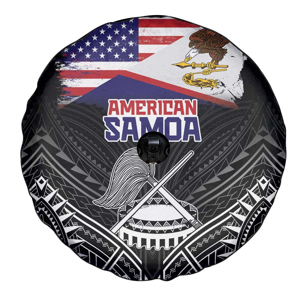 American Samoa Flag Day Spare Tire Cover Bald Eagle With Polynesian Pattern