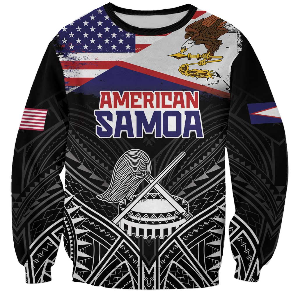 American Samoa Flag Day Sweatshirt Bald Eagle With Polynesian Pattern