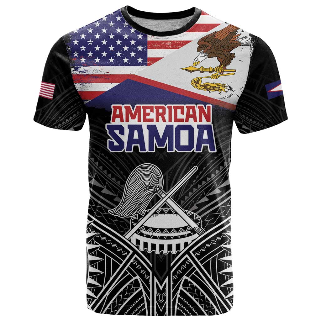 American Samoa Flag Day T Shirt Bald Eagle With Polynesian Pattern