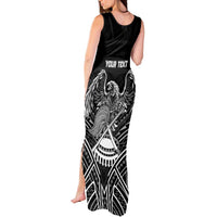 American Samoa Flag Day Tank Maxi Dress Bald Eagle With Polynesian Pattern