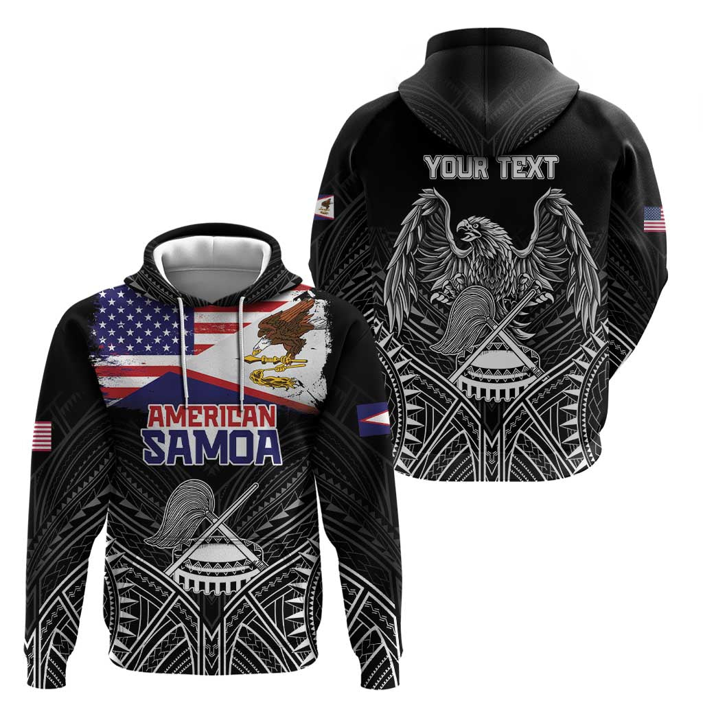 American Samoa Flag Day Zip Hoodie Bald Eagle With Polynesian Pattern