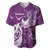 Personalised Fibromyalgia Awareness Baseball Jersey Polynesian Purple Ribbon