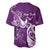 Personalised Fibromyalgia Awareness Baseball Jersey Polynesian Purple Ribbon