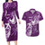 Personalised Fibromyalgia Awareness Couples Matching Long Sleeve Bodycon Dress and Hawaiian Shirt Polynesian Purple Ribbon