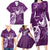 Personalised Fibromyalgia Awareness Family Matching Long Sleeve Bodycon Dress and Hawaiian Shirt Polynesian Purple Ribbon