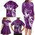 Personalised Fibromyalgia Awareness Family Matching Long Sleeve Bodycon Dress and Hawaiian Shirt Polynesian Purple Ribbon