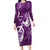 Personalised Fibromyalgia Awareness Family Matching Long Sleeve Bodycon Dress and Hawaiian Shirt Polynesian Purple Ribbon