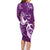 Personalised Fibromyalgia Awareness Family Matching Long Sleeve Bodycon Dress and Hawaiian Shirt Polynesian Purple Ribbon