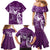 Personalised Fibromyalgia Awareness Family Matching Mermaid Dress and Hawaiian Shirt Polynesian Purple Ribbon