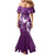 Personalised Fibromyalgia Awareness Family Matching Mermaid Dress and Hawaiian Shirt Polynesian Purple Ribbon