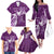 Personalised Fibromyalgia Awareness Family Matching Off The Shoulder Long Sleeve Dress and Hawaiian Shirt Polynesian Purple Ribbon